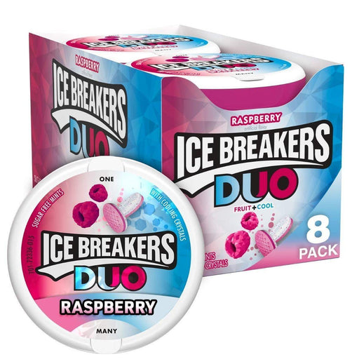 Ice Breakers Ice Breakers Duo Raspberry Sugar-Free Mints, 1.3 oz Tins, 8 Count Box Candy & Chocolate White Smoke
