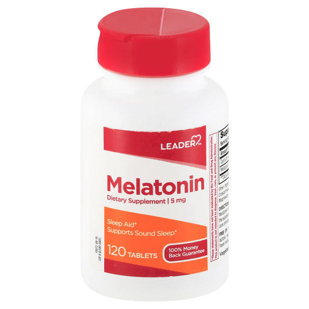 Leader Leader Melatonin Dietary Supplement 5 Mg Tablets Vitamins & Supplements White Smoke