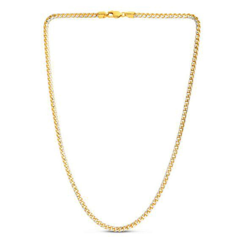 Bids.com 14k Yellow Gold Round Pave Franco Chain (4.00 mm) Necklaces White Smoke 20 / Yellow Gold,22 / Yellow Gold,24 / Yellow Gold
