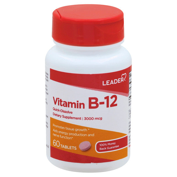Leader Leader  B-12 3000 Mcg Quick Dissolve Tablets 60 Ct Vitamins & Supplements White Smoke