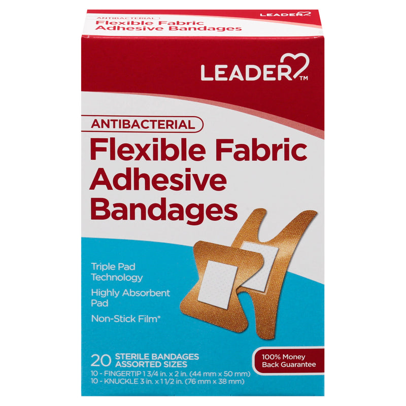 Leader Leader Adhesive Bandages Fabric Antibacterial Assorted 20Ct Medical Tape & Bandages Light Sea Green