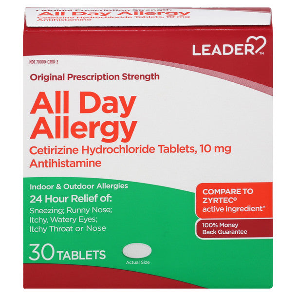 Leader Leader Antihistamine 10mg All Day Allergy Tablets Medicine & Drugs Lavender