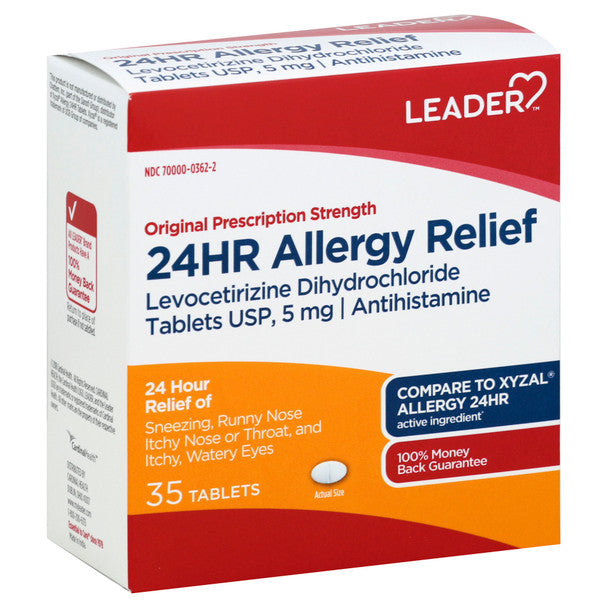 Leader Leader 24hr Allergy Relief Tablets, 35ct 096295134124A701 Health & Beauty White Smoke