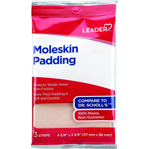 Rx 3 Leader Moleskin Padding Sheets, Blister Prevention & Foot Pain Relief, 3 Count Foot Care White Smoke