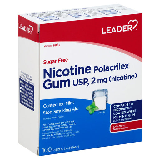 Leader Leader™ Nicotine Gum – 2 mg Nicotine Polacrilex, Mint Flavor (Sugar-Free) Health Care White Smoke
