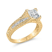 Bids.com 14K Yellow Gold 1.0 Cttw Princess Composite Diamond Engagement Ring (G-H Color, VS1-VS2 Clarity) - Size 7 Rings White Smoke 7 / Yellow.Gold