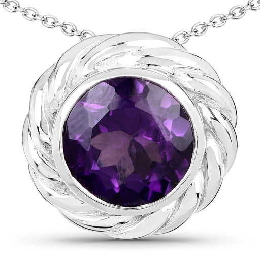Bids.com 3.30 Carat Genuine Amethyst .925 Sterling Silver Pendant Pendants White Smoke