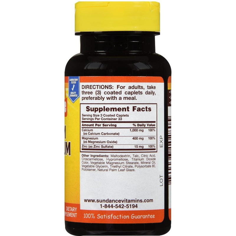 Sundance Sundance Calcium 600 Mg + Vitamin D3 800 IU - 200 Coated Caplets Vitamins & Supplements Black