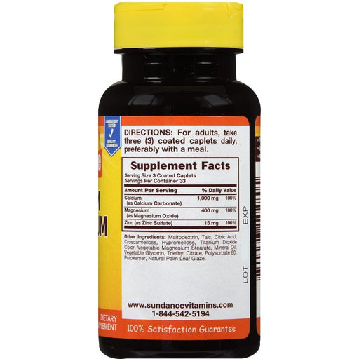 Sundance Sundance Calcium 600 Mg + Vitamin D3 800 IU - 200 Coated Caplets Vitamins & Supplements Black