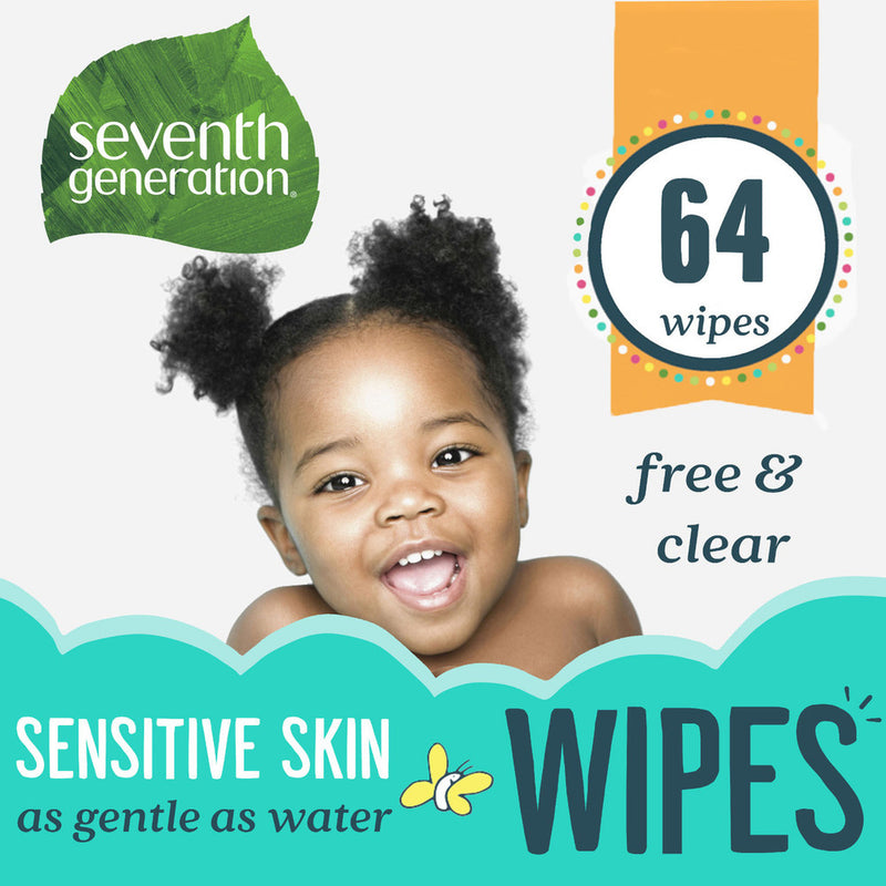 Seventh Generation Seventh Generation Free & Clear Baby Wipes, Unscented, White, 64 Wipe Pack Baby Wipes White Smoke