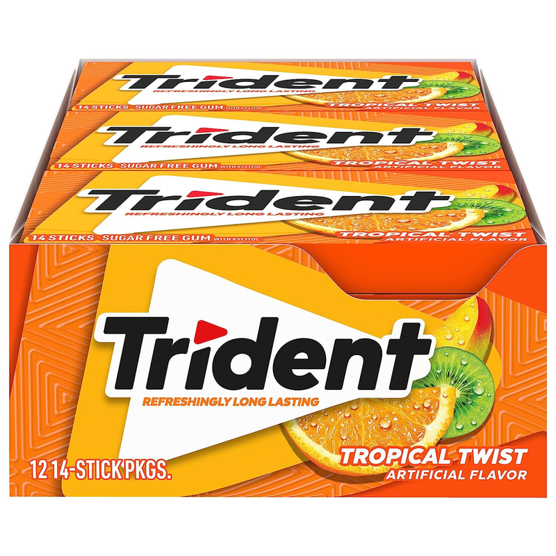 Trident Trident Tropical Twist Sugar Free Gum - 14ct Candy & Chocolate White Smoke