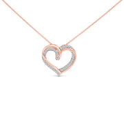 Bids.com 14K Rose Gold Plated Sterling Silver 1/2 Cttw Diamond Open Heart Pendant Necklace Necklaces White Smoke WhiteRose.Sterling Silver / 18