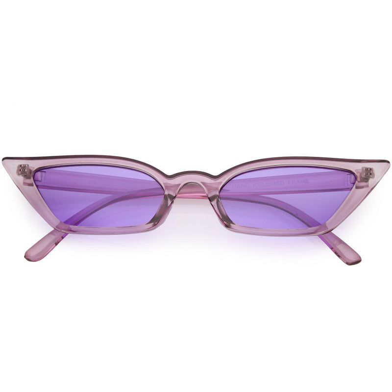 zeroUV Retro Women's Translucent Thin Cat Eye Color Tone Sunglasses C663 Sunglasses White Smoke Purple Purple