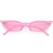 zeroUV Retro Women's Translucent Thin Cat Eye Color Tone Sunglasses C663 Sunglasses White Smoke Pink Pink