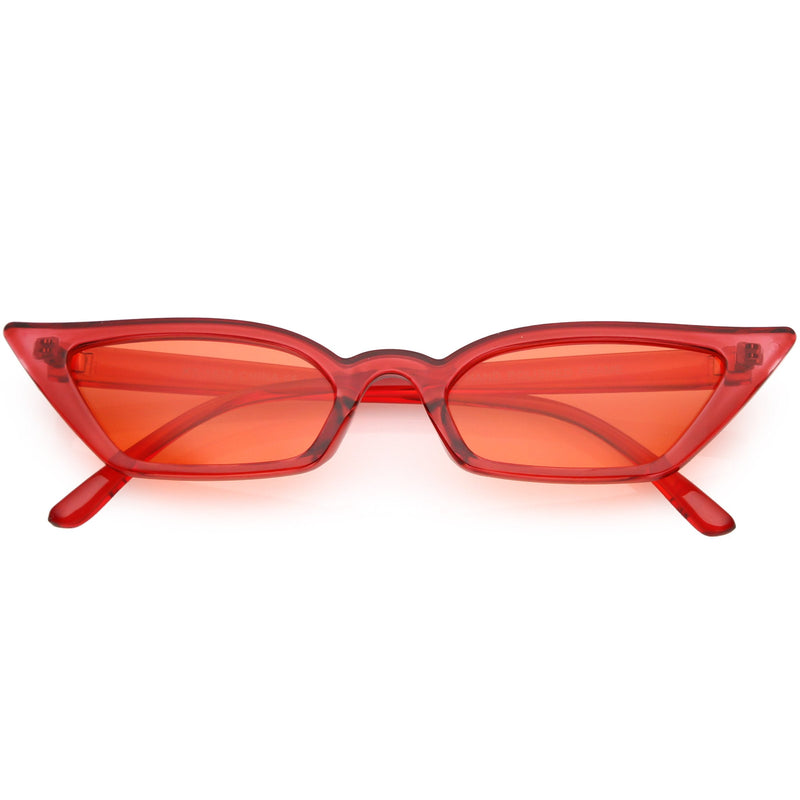 zeroUV Retro Women's Translucent Thin Cat Eye Color Tone Sunglasses C663 Sunglasses White Smoke Red Red