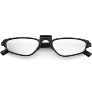 zeroUV Women's Retro Modern Low Bridge Mirrored Lens Cat Eye Sunglasses C670 Sunglasses White Smoke Matte Black Silver Mirror