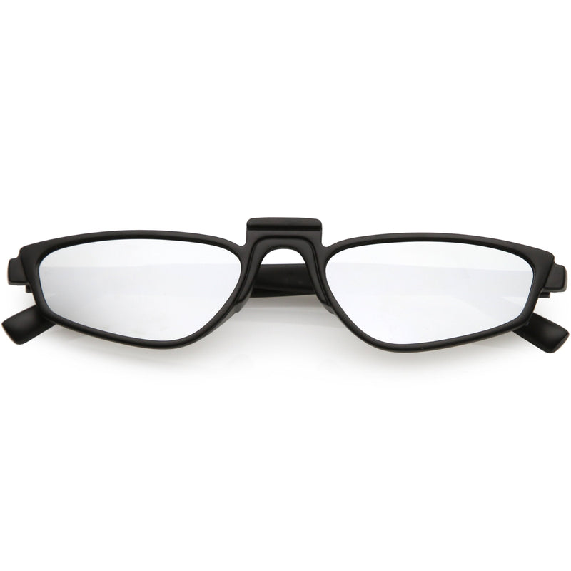 zeroUV Women's Retro Modern Low Bridge Mirrored Lens Cat Eye Sunglasses C670 Sunglasses White Smoke Matte Black Silver Mirror