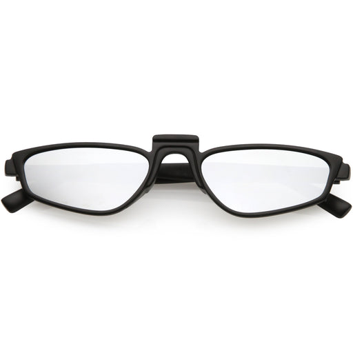 zeroUV Women's Retro Modern Low Bridge Mirrored Lens Cat Eye Sunglasses C670 Sunglasses White Smoke Matte Black Silver Mirror