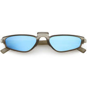 zeroUV Women's Retro Modern Low Bridge Mirrored Lens Cat Eye Sunglasses C670 Sunglasses White Smoke Matte Smoke Blue Mirror