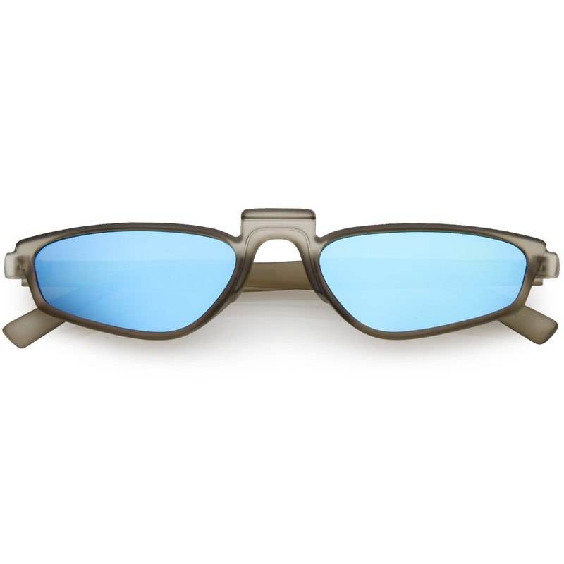 zeroUV Women's Retro Modern Low Bridge Mirrored Lens Cat Eye Sunglasses C670 Sunglasses White Smoke Matte Smoke Blue Mirror