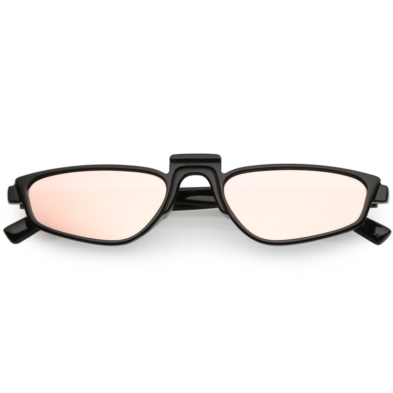 zeroUV Women's Retro Modern Low Bridge Mirrored Lens Cat Eye Sunglasses C670 Sunglasses White Smoke Black Pink Mirror