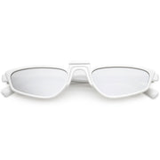 zeroUV Women's Retro Modern Low Bridge Mirrored Lens Cat Eye Sunglasses C670 Sunglasses Lavender White Silver Mirror