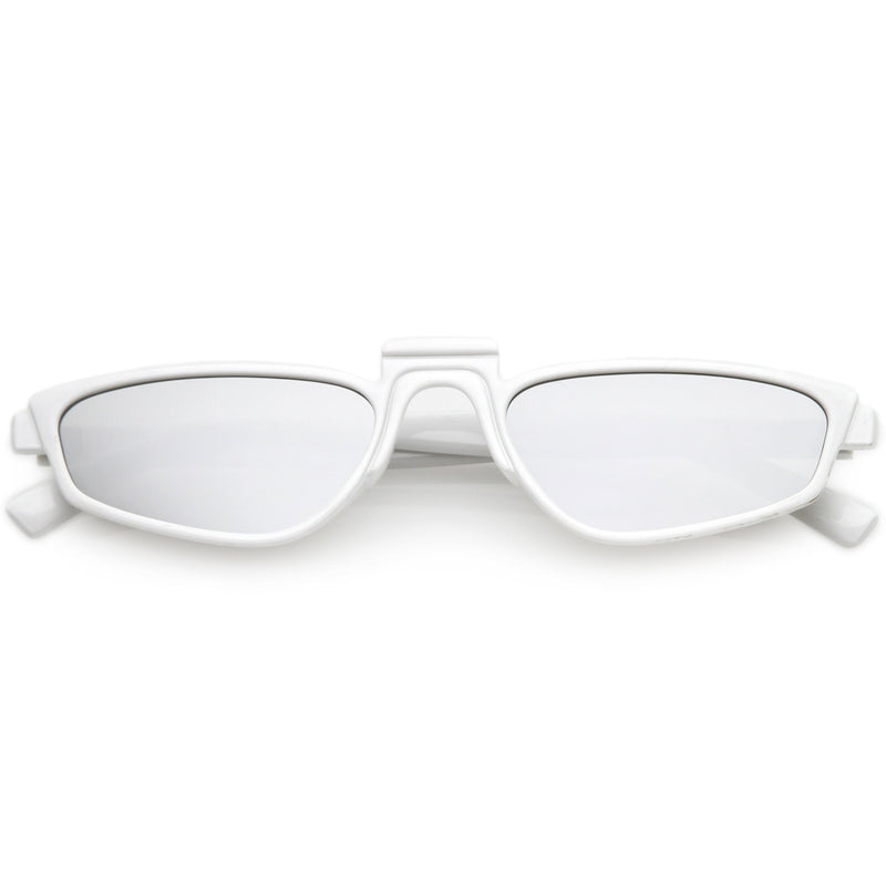 zeroUV Women's Retro Modern Low Bridge Mirrored Lens Cat Eye Sunglasses C670 Sunglasses Lavender White Silver Mirror