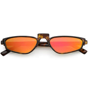 zeroUV Women's Retro Modern Low Bridge Mirrored Lens Cat Eye Sunglasses C670 Sunglasses White Smoke Tortoise Magenta Mirror