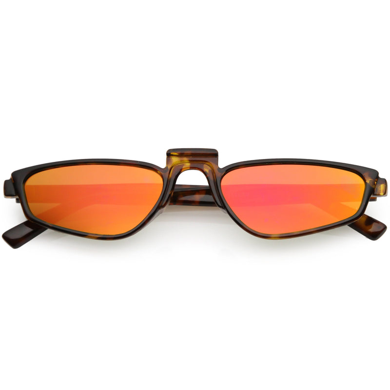 zeroUV Women's Retro Modern Low Bridge Mirrored Lens Cat Eye Sunglasses C670 Sunglasses White Smoke Tortoise Magenta Mirror