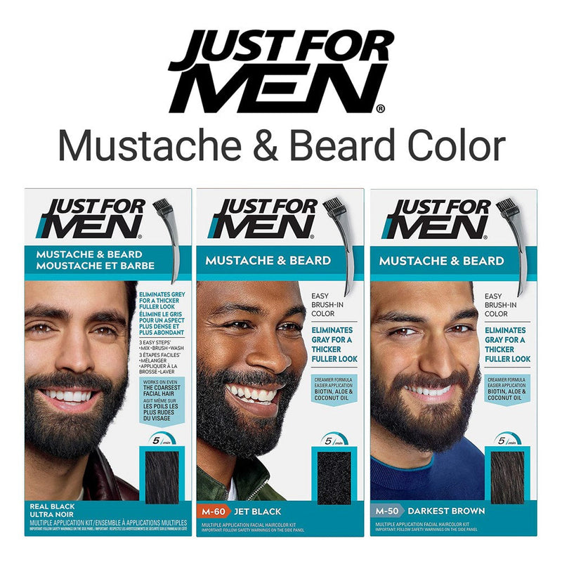 Just For Men Just For Men Mustache & Beard #M-50 Darkest Brown Color Gel Hair Color White Smoke