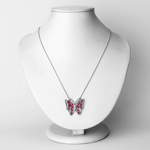 Bids.com 2.88 Carat Genuine Ruby and White Zircon .925 Sterling Silver Necklace Necklaces Lavender