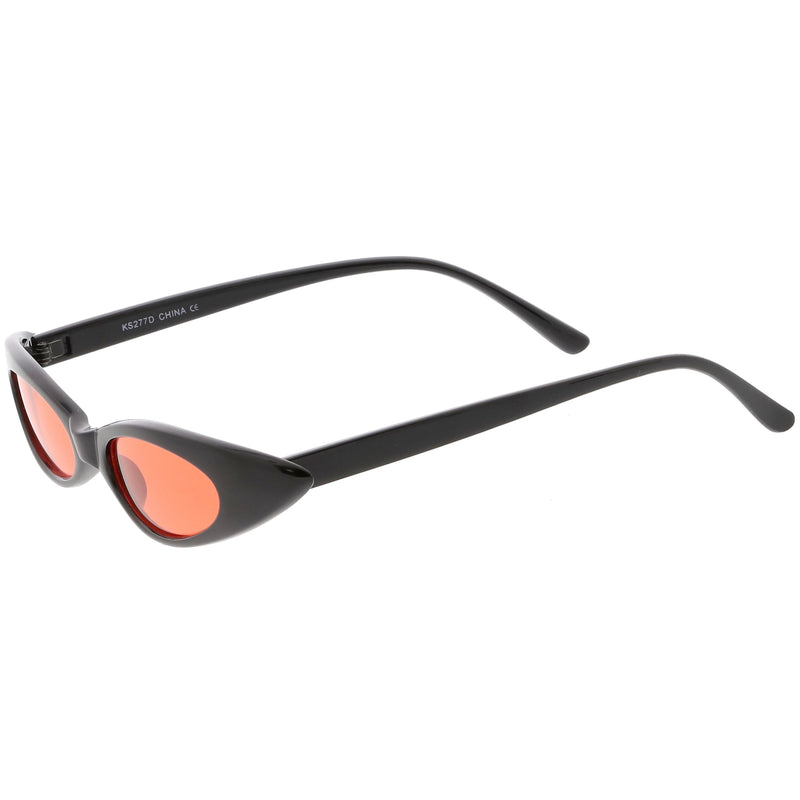 zeroUV Women's Retro 90's Thin Color Tone Cat Eye Sunglasses C662 Sunglasses White Smoke Black Red,Black Yellow,Black Pink,Black Smoke