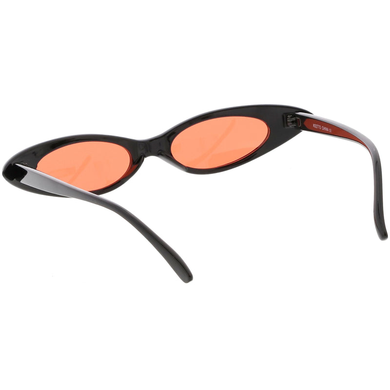 zeroUV Women's Retro 90's Thin Color Tone Cat Eye Sunglasses C662 Sunglasses White Smoke Black Red,Black Yellow,Black Pink,Black Smoke