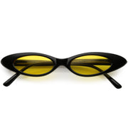 zeroUV Women's Retro 90's Thin Color Tone Cat Eye Sunglasses C662 Sunglasses White Smoke Black Yellow