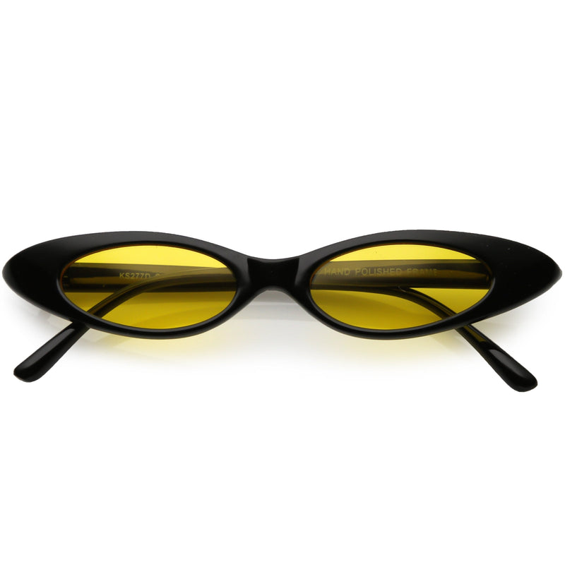 zeroUV Women's Retro 90's Thin Color Tone Cat Eye Sunglasses C662 Sunglasses White Smoke Black Yellow