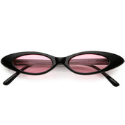 zeroUV Women's Retro 90's Thin Color Tone Cat Eye Sunglasses C662 Sunglasses White Smoke Black Pink