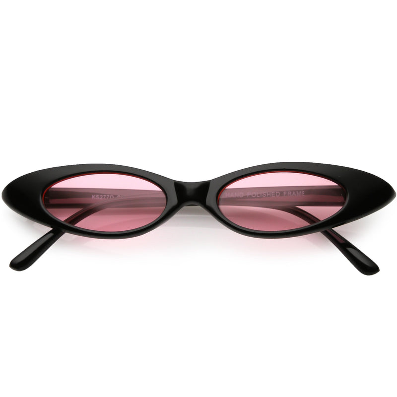 zeroUV Women's Retro 90's Thin Color Tone Cat Eye Sunglasses C662 Sunglasses White Smoke Black Pink