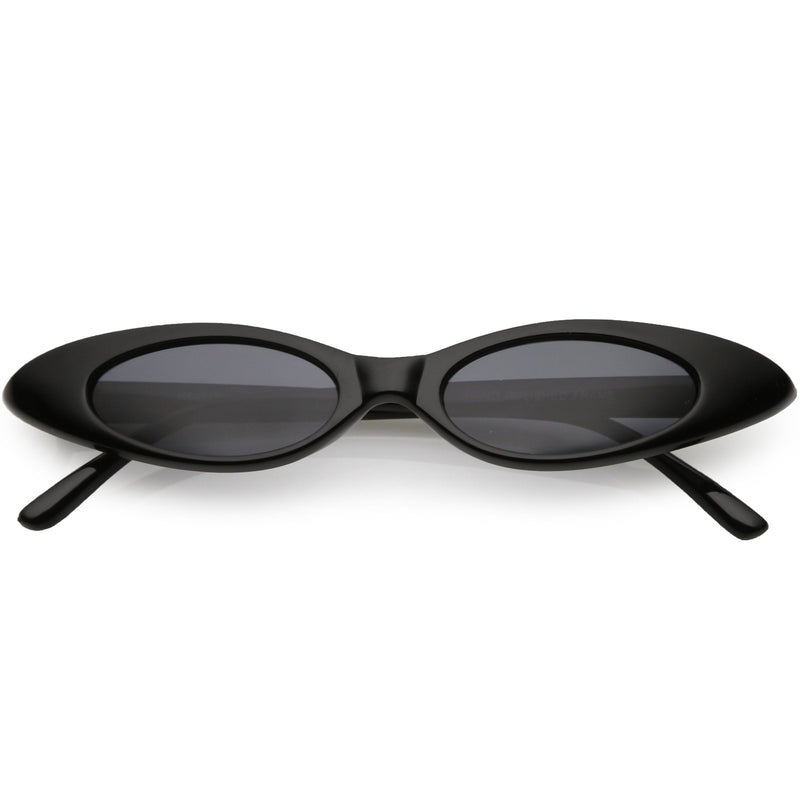 zeroUV Women's Retro 90's Thin Color Tone Cat Eye Sunglasses C662 Sunglasses White Smoke Black Smoke