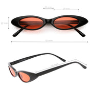 zeroUV Women's Retro 90's Thin Color Tone Cat Eye Sunglasses C662 Sunglasses White Smoke Black Red,Black Yellow,Black Pink,Black Smoke