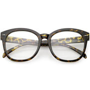zeroUV Oversize Round Indie Horned Rim Clear Lens Glasses C612 Sunglasses White Smoke Tortoise Clear