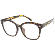 zeroUV Oversize Round Indie Horned Rim Clear Lens Glasses C612 Sunglasses White Smoke Tortoise Clear,Black Clear
