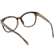 zeroUV Oversize Round Indie Horned Rim Clear Lens Glasses C612 Sunglasses White Smoke Tortoise Clear,Black Clear