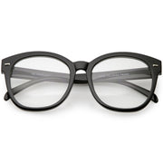 zeroUV Oversize Round Indie Horned Rim Clear Lens Glasses C612 Sunglasses White Smoke Black Clear