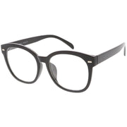 zeroUV Oversize Round Indie Horned Rim Clear Lens Glasses C612 Sunglasses White Smoke Tortoise Clear,Black Clear