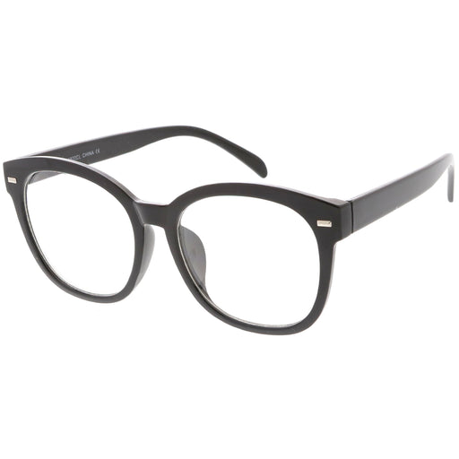 zeroUV Oversize Round Indie Horned Rim Clear Lens Glasses C612 Sunglasses White Smoke Tortoise Clear,Black Clear