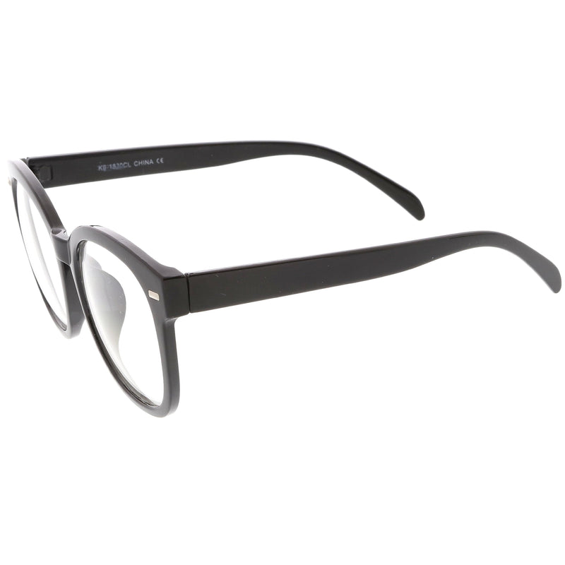 zeroUV Oversize Round Indie Horned Rim Clear Lens Glasses C612 Sunglasses White Smoke Tortoise Clear,Black Clear