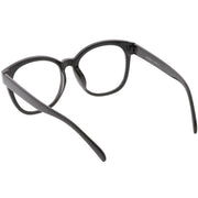 zeroUV Oversize Round Indie Horned Rim Clear Lens Glasses C612 Sunglasses White Smoke Tortoise Clear,Black Clear