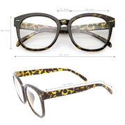 zeroUV Oversize Round Indie Horned Rim Clear Lens Glasses C612 Sunglasses White Smoke Tortoise Clear,Black Clear