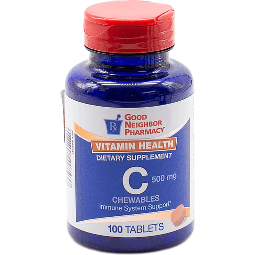 Good Neighbor Pharmacy Good Neighbor Pharmacy GNP Vitamin C 500 MG Orange Chewables- 100 Tablets Vitamins & Supplements White Smoke