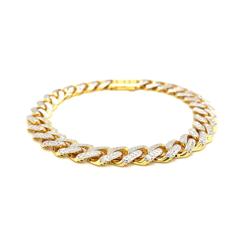 Bids.com 14k Two Tone Gold 8 1/4 inch Curb Chain Bracelet with White Pave Bracelets White Smoke 8.25 / Two-Tone Gold